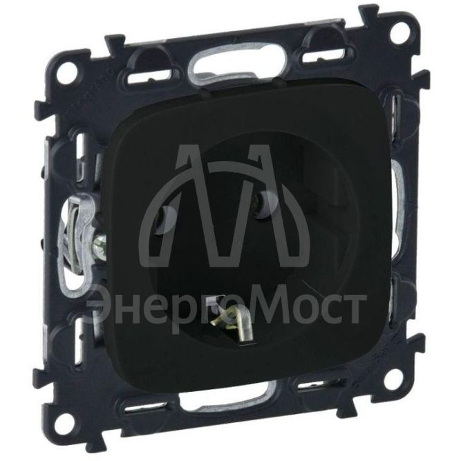 Механизм розетки 1-м СП Valena Allure 16А IP2X 250В 2P+E безвинт. клеммы с лицев. панелью антрацит Leg 753931