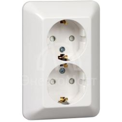 Розетка 2-м СП Прима 16А 250В защ. шторки с заземл. (опт. упак.) бел. SchE RS16-212-B