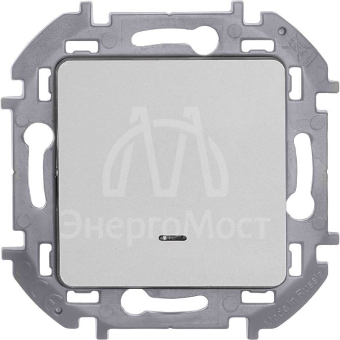 Механизм переключателя 1-кл. Inspiria 10А IP20 250В 10AX с подсветкой / индикацией алюм. Leg 673662