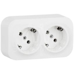 Розетка 2-м ОП Quteo 16А защ. шторки с заземл. бел. Leg 782223