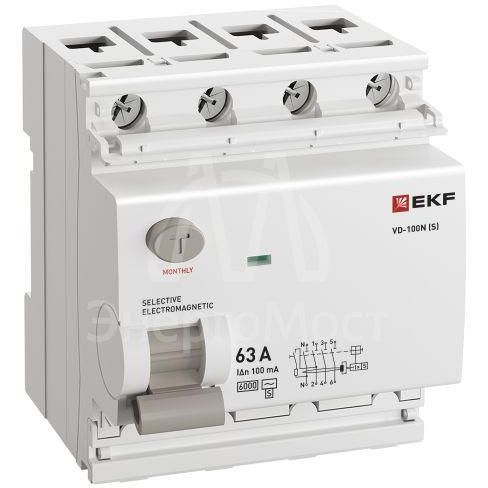 Выключатель дифференциального тока 4п 63А 100мА тип AC 6кА ВД-100N (S) электромех. PROxima EKF E1046MS63100