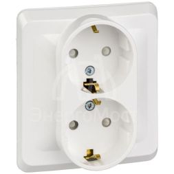 Розетка 2-м СП Этюд 16А защ. шторки с заземл. бел. SchE PC16-008B