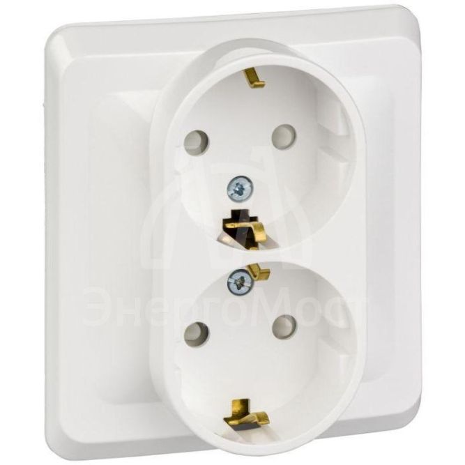 Розетка 2-м СП Этюд 16А защ. шторки с заземл. бел. SchE PC16-008B