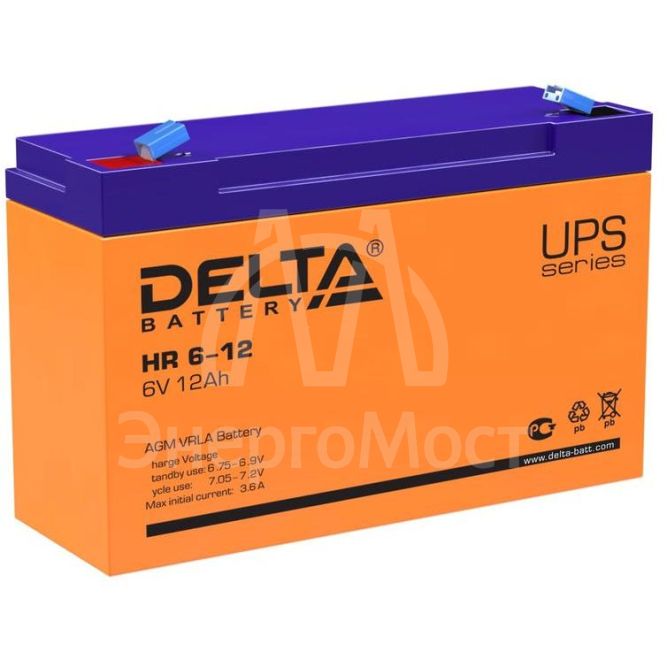 Аккумулятор UPS 6В 12А.ч Delta HR 6-12