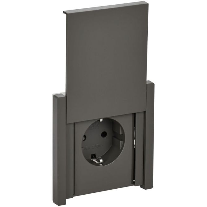 Розетка СП FORTE&amp;PIANO16А IP44 FP319 с заземл. защ. шторки с крышкой безвинт. крепл. сер. IEK FP-R16-16-1-44-K03