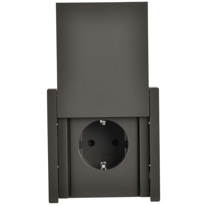 Розетка СП FORTE&amp;PIANO16А IP44 FP319 с заземл. защ. шторки с крышкой безвинт. крепл. сер. IEK FP-R16-16-1-44-K03