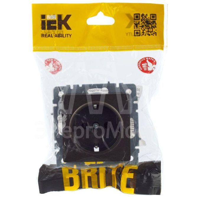 Розетка 1-м СП BRITE РС11-1-0-БрТБ 16А с заземл. без защ. шторки бронза IEK BR-R11-16-K45
