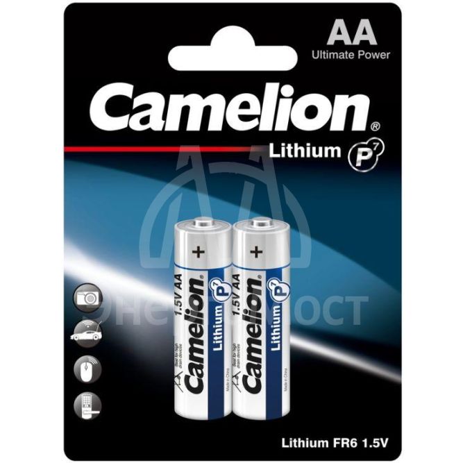 Элемент питания литиевый AA/FR6 1.5В Lithium FR6-BP2 BL2 (уп.2шт) Camelion 15241