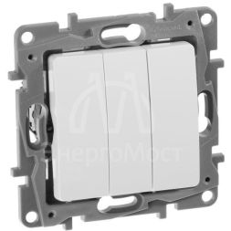 Механизм выключателя 3-кл. СП Etika Plus 10А IP20 250В 10AX винт. зажимы бел. Leg 672213