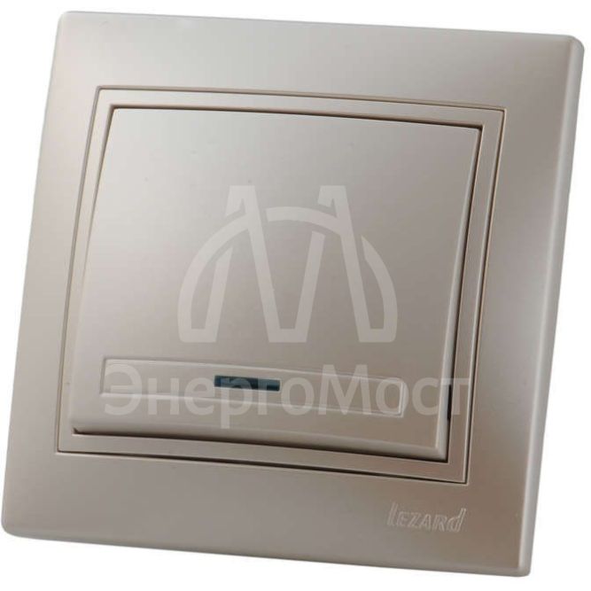 Выключатель 1-кл. СП Мира 10А IP20 с подсветкой со вставкой жемчуж./бел. перламутр LEZARD 701-3030-111