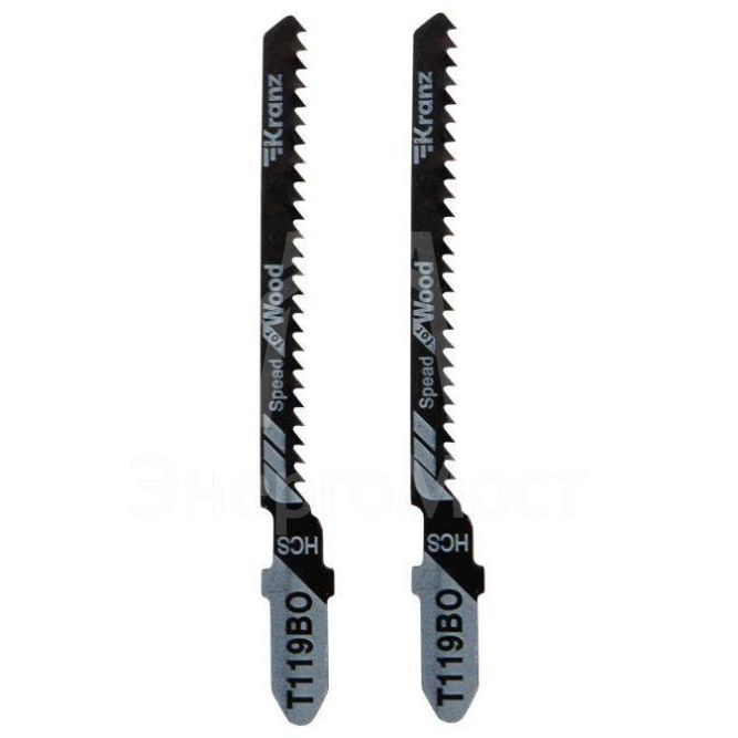 Пилка для электролобзика по оргстеклу T119BO 76мм 12 зубьев на дюйм 4-20мм фигурный рез (уп.2шт) Kranz KR-92-0311