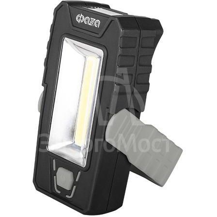 Фонарь светодиодный рабочий WL2-L2W/L03-gy 2COB(150лм)+3LED(30лм) IP44 яркий/эконом магнитное основание с вращением на 180град. ABS-пластик с прорезиненным покрытием 3хAAA (не в компл.) сер. ФАZА 5023703