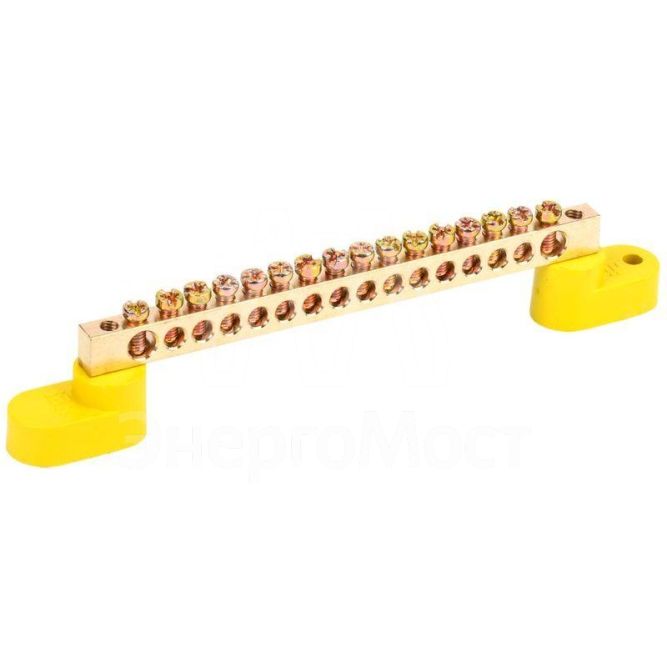 Шина PE &amp;quot;земля&amp;quot; ШНИ-6х9-16-У2-Ж на двух угловых изоляторах IEK YNN10-69-16C2-K05