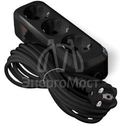 Удлинитель 3х5м с заземл. 16А IP20 Е-303 ПВС 3х1 АБС-пластик черн. UNIVersal 2182
