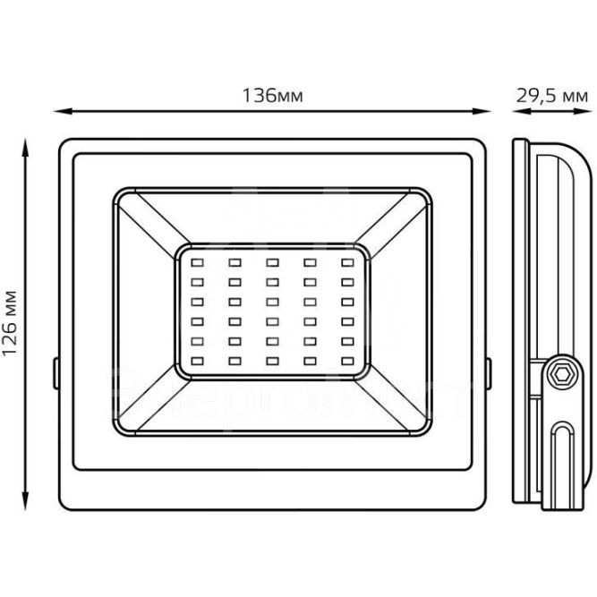 Прожектор светодиодный Elementary 30Вт IP65 6500К черн. Gauss 613100330