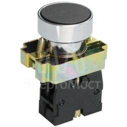 Выключатель кнопочный LAY5-ВА21 без подсветки 1НО цилиндр хром d22мм черн.Электротехник ET012085