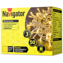 Гирлянда 61 800 NGF-S01-50WW-5-3m-3AA-TR-IP20 Navigator 61800
