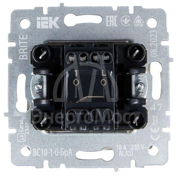 Выключатель 1-кл. СП BRITE ВС10-1-0-БрА 10А алюм. IEK BR-V10-0-10-K47