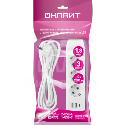 Удлинитель 90 838 OPE-USB-03-180-ESC-3x1 ОНЛАЙТ 90838