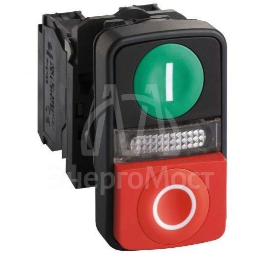 Кнопка 22мм 230-240В двойн. с инд. зел. утопл. желт. выпукл. SchE XB5AW73731M5
