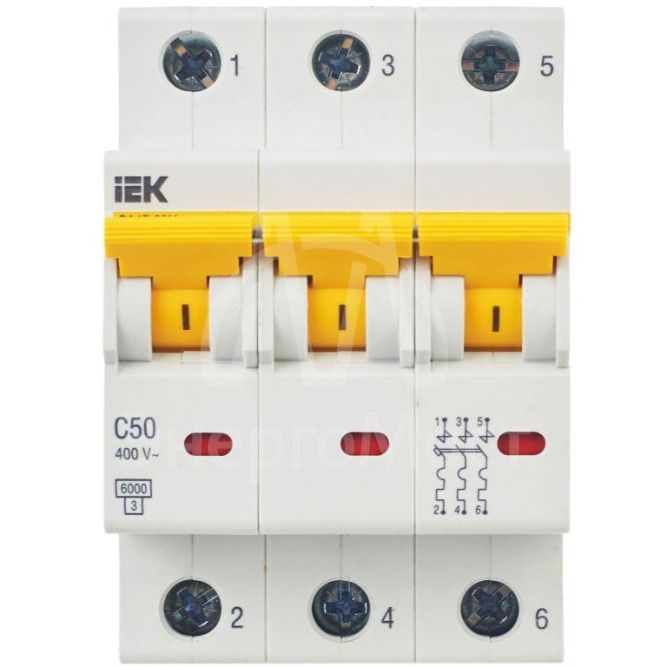 Выключатель автоматический модульный 3п C 50А 6кА ВА47-60M IEK MVA31-3-050-C