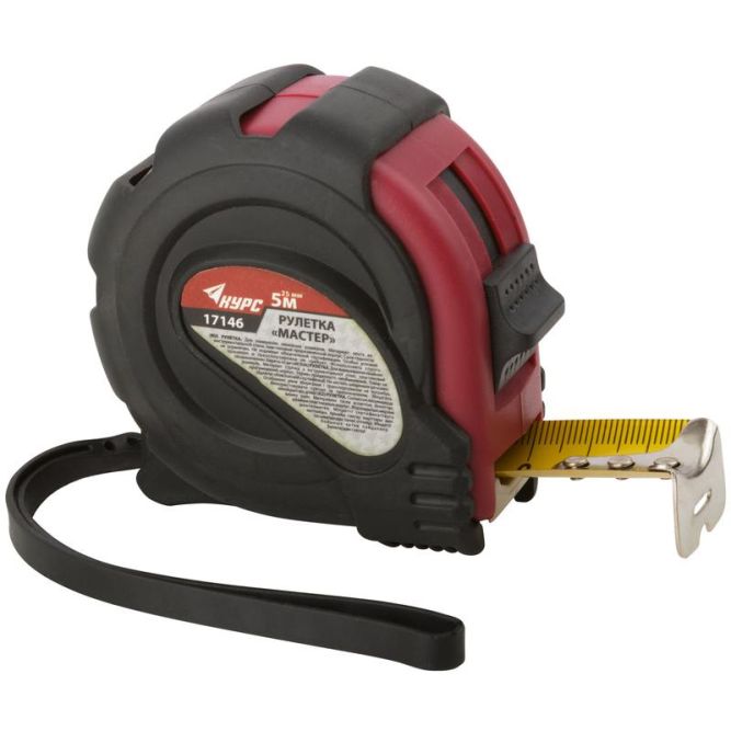 Рулетка Мастер 5мх25мм прорезиненный корпус КУРС 17146
