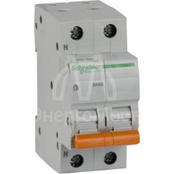 Выключатель автоматический модульный 2п (1P+N) C 50А 4.5кА BA63 Домовой SchE 11218
