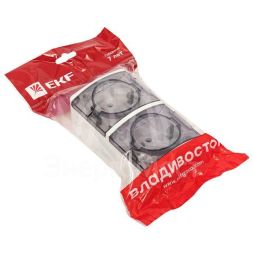 Розетка 2-м ОП Владивосток 16А IP54 с заземл. с прозр. крышкой бел. EKF EQR16-129-30-54-T