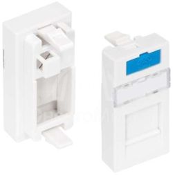 Вставка типа Mosaic 22.5х45мм 1 порт под модули-вставки типа Keystone со шторкой бел. NIKOMAX NMC-PM1P-PH-WT