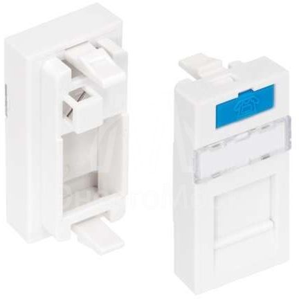 Вставка типа Mosaic 22.5х45мм 1 порт под модули-вставки типа Keystone со шторкой бел. NIKOMAX NMC-PM1P-PH-WT