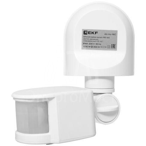 Датчик движения (ИК) MS-16C (ДД) настен. 1200Вт 180град. до 12м (рег.) IP44 EKF dd-ms-16C