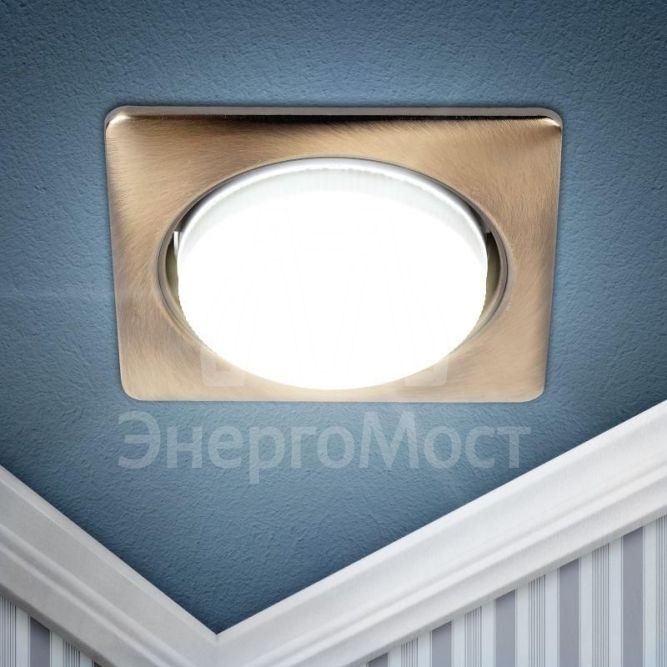 Светильник KL71 SB /1 (к) под лампу Gx53 квадр. 220В 13Вт бронза Эра Б0048958