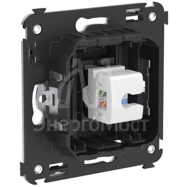 Розетка компьютерная 1-м СП Avanti &amp;quot;Черный матовый&amp;quot; RJ45 кат.5E без шторок механизм DKC 4412663