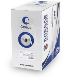 Кабель витая пара U/UTP кат.5E 4х2х24AWG solid PVC нг(А)-LS UTP-4P-Cat.5e-SOLID-GY сер. (уп.305м) Cabeus 7171c
