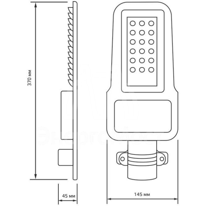 Светильник светодиодный Qpus 370х145х45 30Вт 5000К 3600лм IP65 110-260В уличный КСС &amp;quot;Ш&amp;quot; 1/6 Gauss 629535330