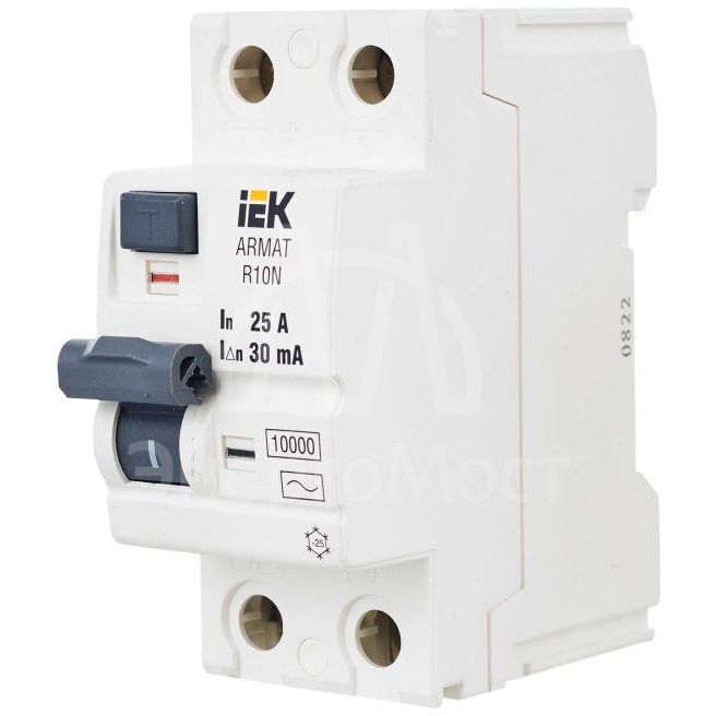 Выключатель дифференциального тока 2п 25А 30мА тип AC ВДТ R10N ARMAT IEK AR-R10N-2-025C030