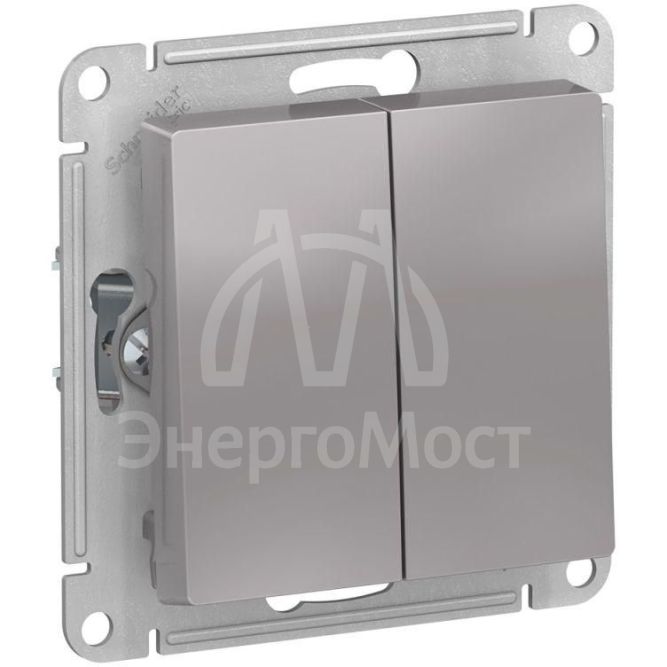 Механизм переключателя 2-кл. СП AtlasDesign 10А IP20 (сх. 6/2) 10AX алюм. SchE ATN000365