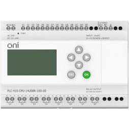 Модуль ЦПУ ПЛК 410 8 DI 6 UI (0-10В/DI) 8 RO 12В-24В DC или 24В AC с Ethernet портом с экраном ONI PLC-410-CPU-14U08R-1AD-00