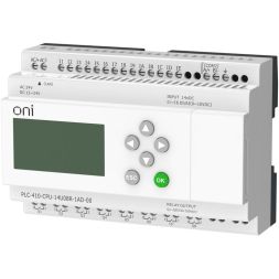 Модуль ЦПУ ПЛК 410 8 DI 6 UI (0-10В/DI) 8 RO 12В-24В DC или 24В AC с Ethernet портом с экраном ONI PLC-410-CPU-14U08R-1AD-00