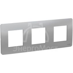 Рамка 3-м UNICA STUDIO алюм. SchE NU200630