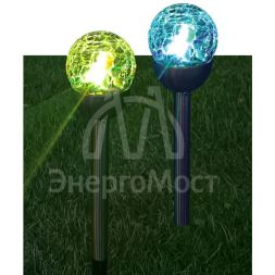 Светильник светодиодный SMD мультиколор садовый в форме шара из битого стекла аккум. AA NI-MH 200мА.ч (уп.2шт) КОСМОС KOC_SOL201L