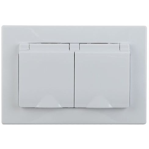Розетка 2-м СП 16А 250В 2P+E Schuko IP20 с крышкой защ. шторки Plano бел. 1-210-01 Intro Б0053934
