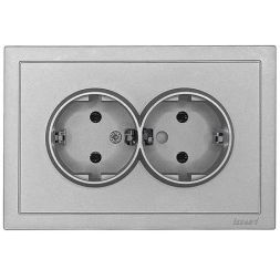 Розетка 2-мест. б/з СП ZIMA IP20 16А ПБТ безвинт. зажим сер. матов. LEZARD 704-7400-128BQC