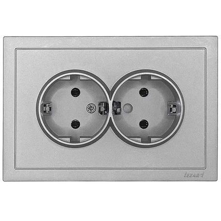 Розетка 2-мест. б/з СП ZIMA IP20 16А ПБТ безвинт. зажим сер. матов. LEZARD 704-7400-128BQC