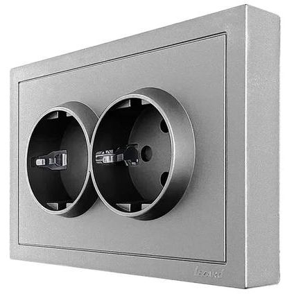 Розетка 2-мест. б/з СП ZIMA IP20 16А ПБТ безвинт. зажим сер. матов. LEZARD 704-7400-128BQC