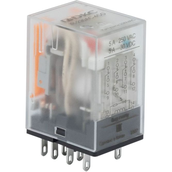 Реле одиночное 230В AC до 5А 4 прекидн. контакта DKC IR-230AC-4CO