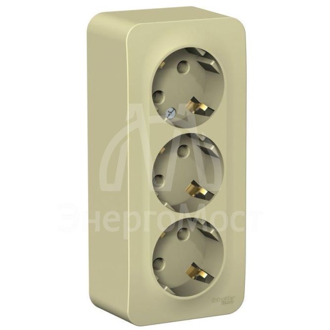 Розетка 3-м ОП BLANCA 16А 250В без шторок с заземл. изол. пласт. беж. SchE BLNRA010317