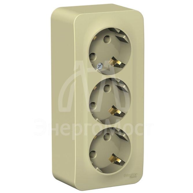 Розетка 3-м ОП BLANCA 16А 250В без шторок с заземл. изол. пласт. беж. SchE BLNRA010317