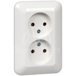 Розетка 2-м СП Прима 16А IP20 без заземл. без защ. шторок (розн. упак.) бел. SchE RS16-211-BI