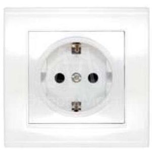 Розетка 1-м СП Бриллиант защ. шторки с заземл. бел. UNIVersal 7947632